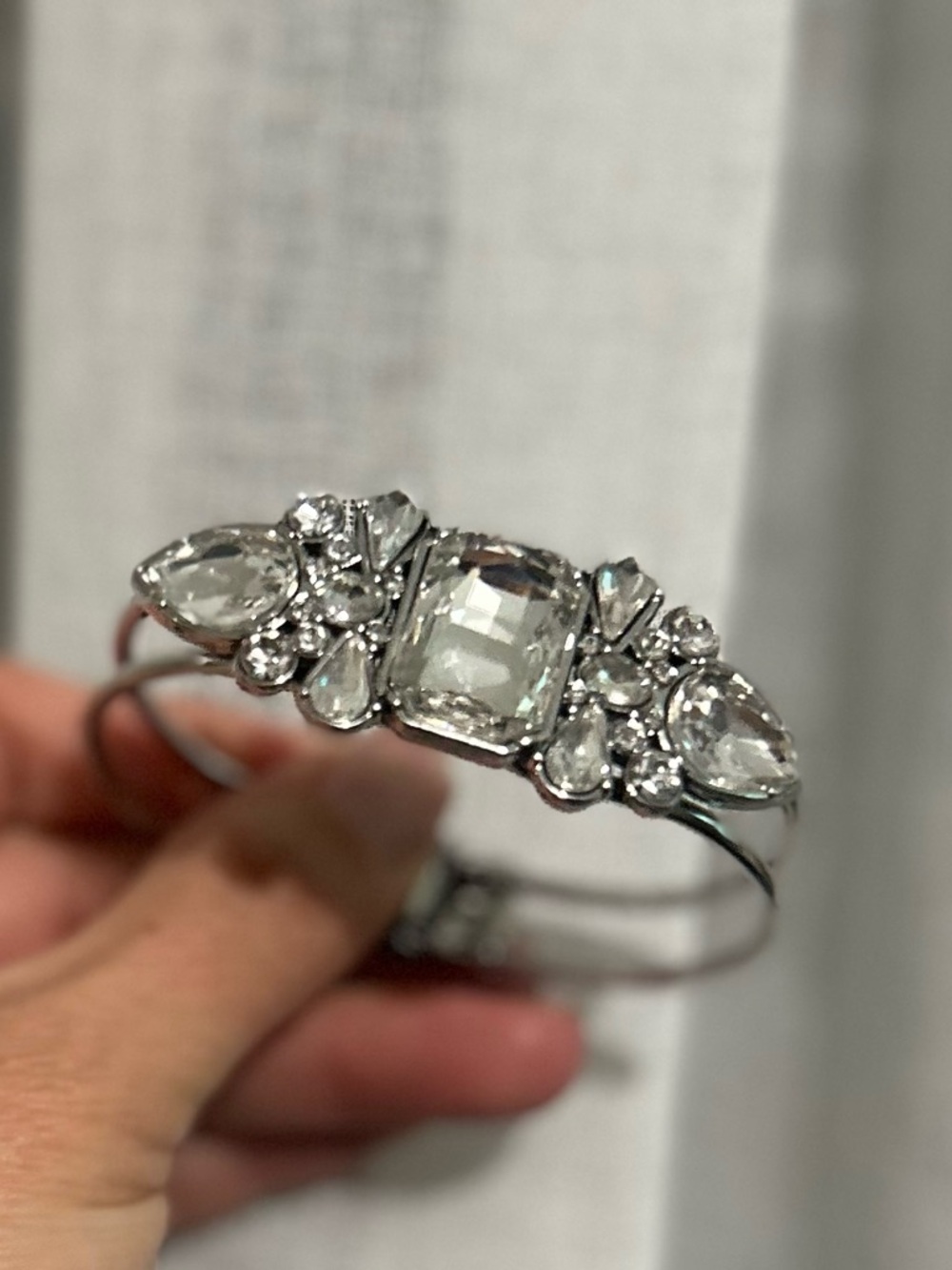Vintage inspired Crystal-Accent Silver tone Bracelet